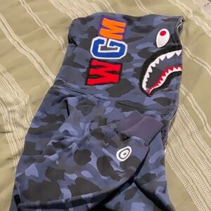 BAPE Blue Camouflage Shark Hoodie